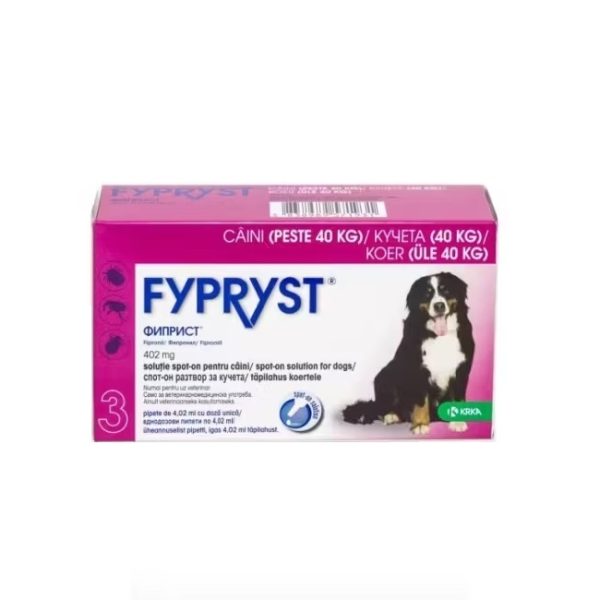 Antiparazitar extern pentru caini de talie mare 40-60 kg Fypryst, XL 402 mg, 3 pipete, Krka