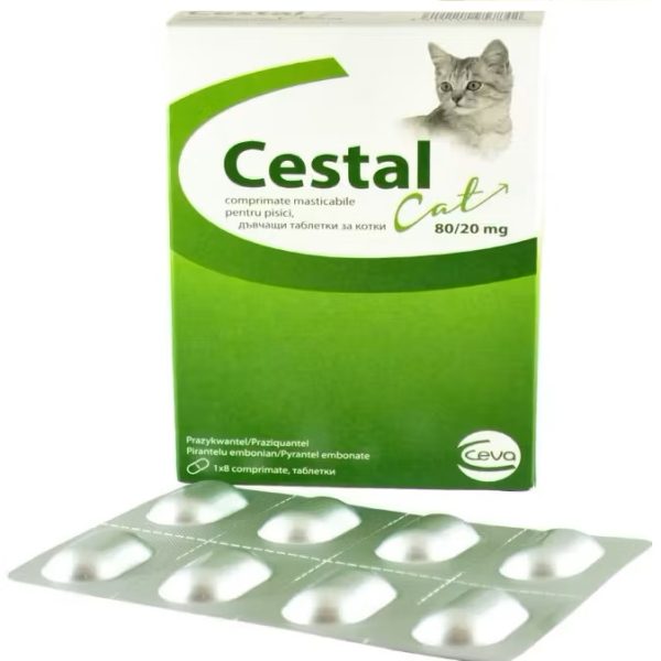 Antiparazitar intern pentru pisici Cestal Cat Chew, 8 tablete masticabile, Ceva Sante