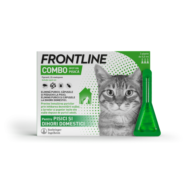 Frontline Combo spot on pentru pisici, 3 pipete, Frontline