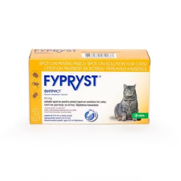 Pipete antiparazitare pentru pisici Fypryst, 50 mg A44, 3 pipete, Krka