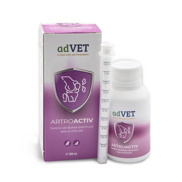 Solutie orala pentru sanatatea articulatiilor cainilor si pisicilor Artroactiv, 100 ml, adVET