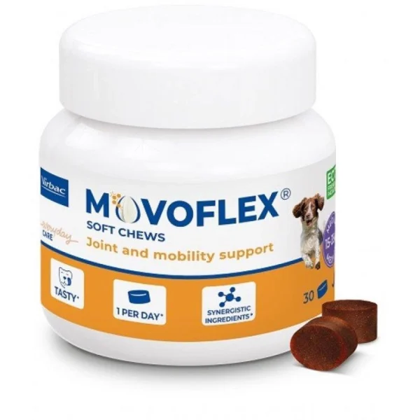 VIRBAC Movoflex M Crochete pentru articulații moi pentru câini de la 15 la 35 kg -30 crochete